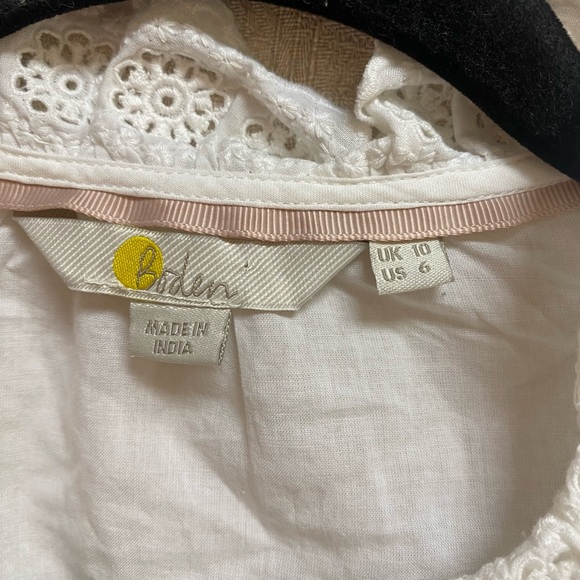 BODEN Broderie Trim Blouse White Eyelet Size US6 - Picture 6 of 11